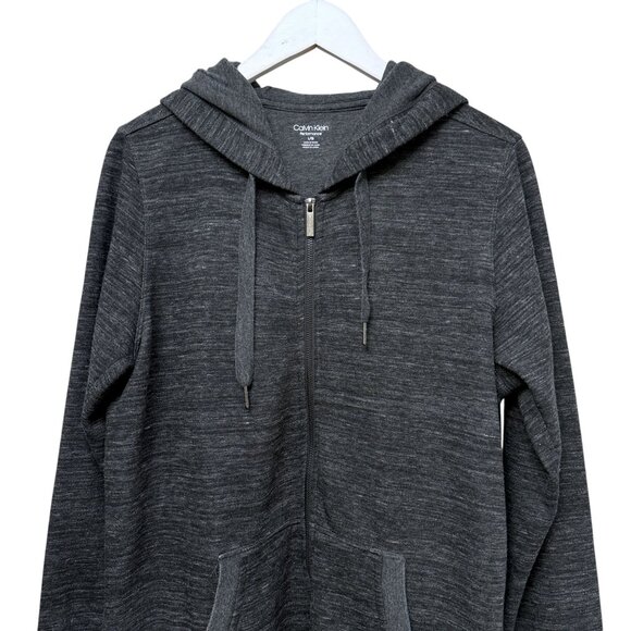 Calvin Klein Long Hoodie Size Large Zip Front Womens Jacket Gray Fleece NWT - Picture 2 of 12